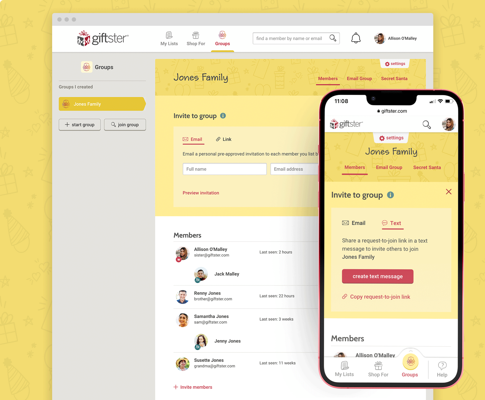 Giftster Group Invite Options